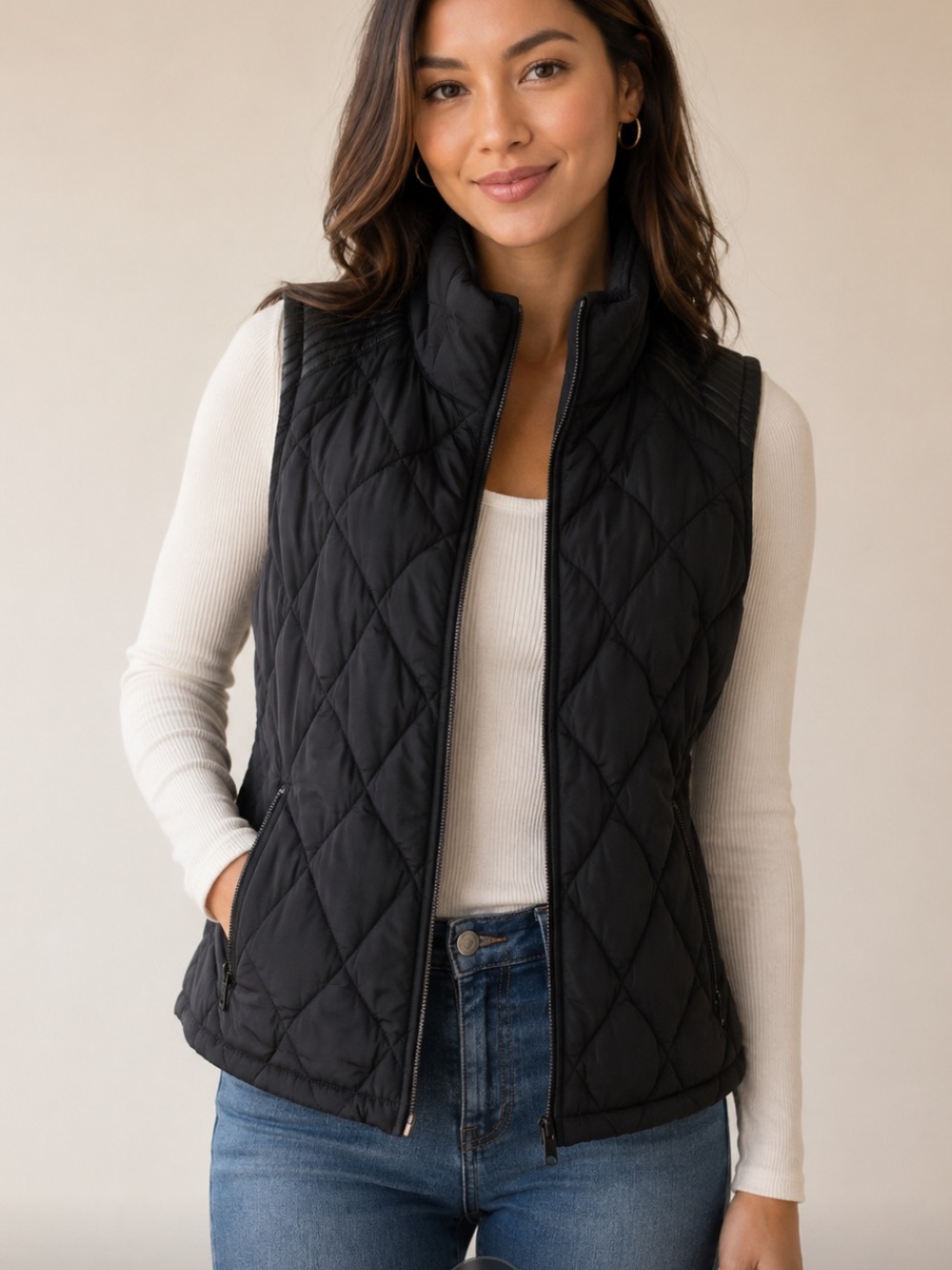 Marc New York Black Quilted Vest
